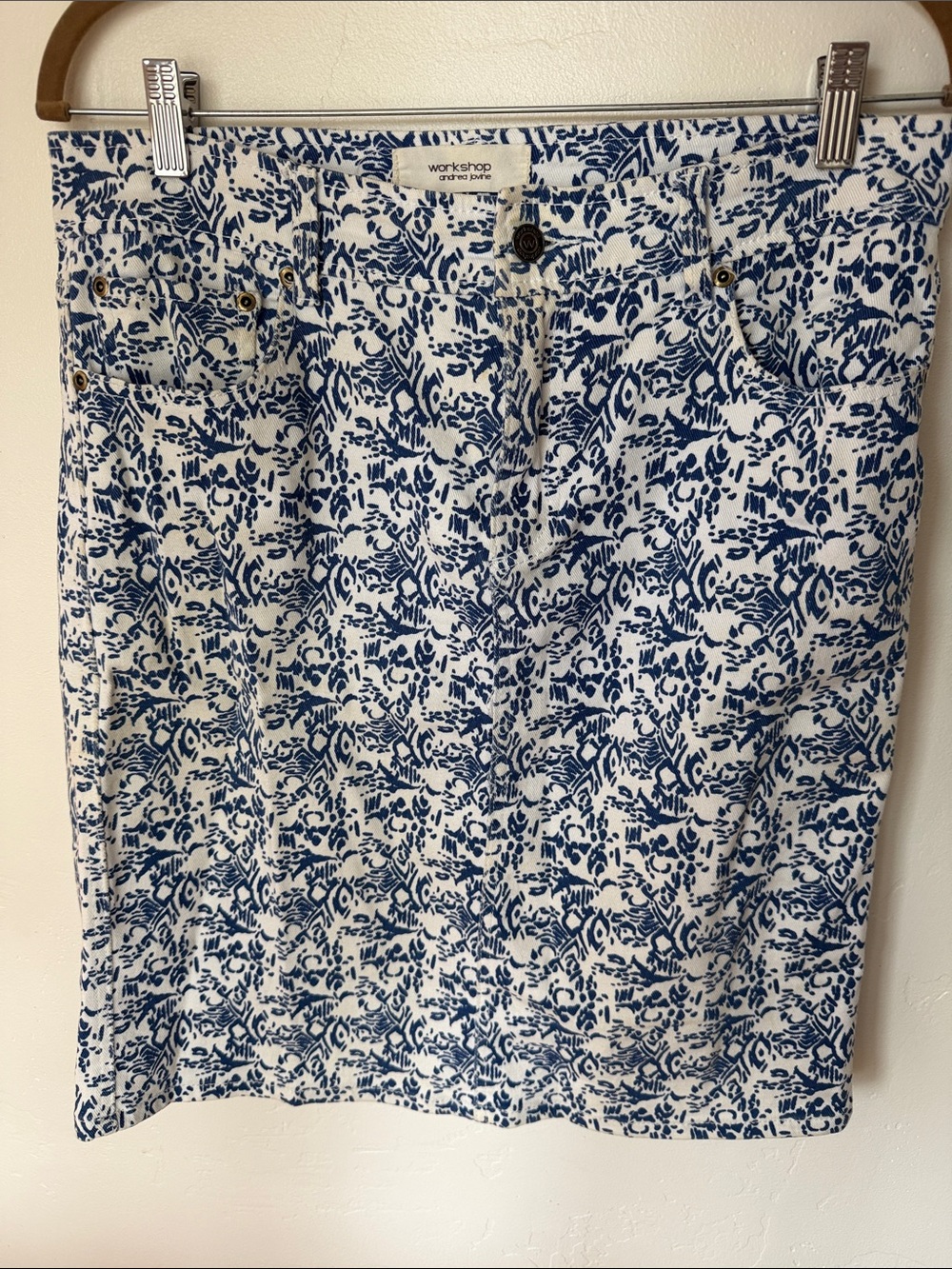Andrea Jovine Blue and White Printed Skirt